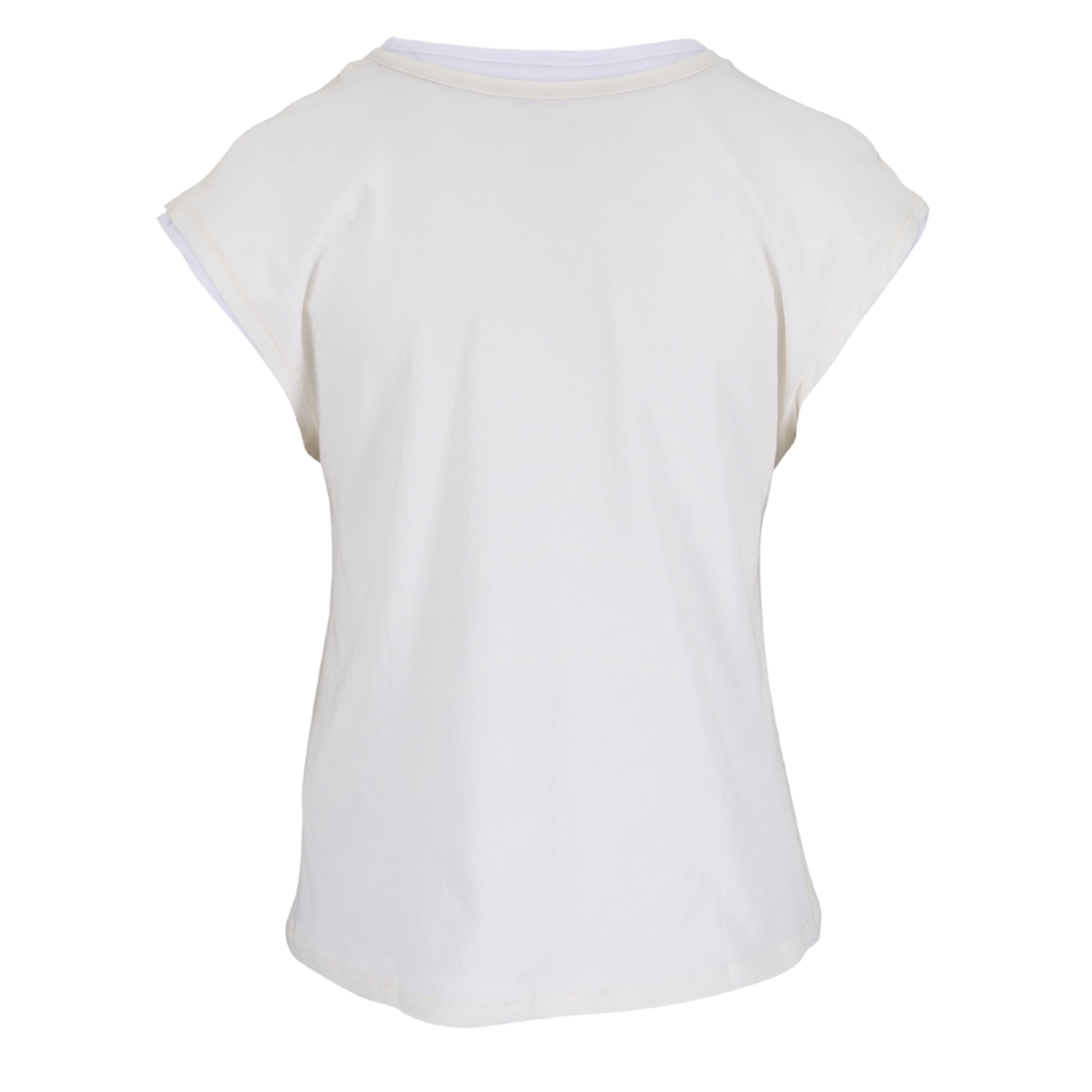 Supima Cotton Double Layer Short Sleeve V-Neck in Cream