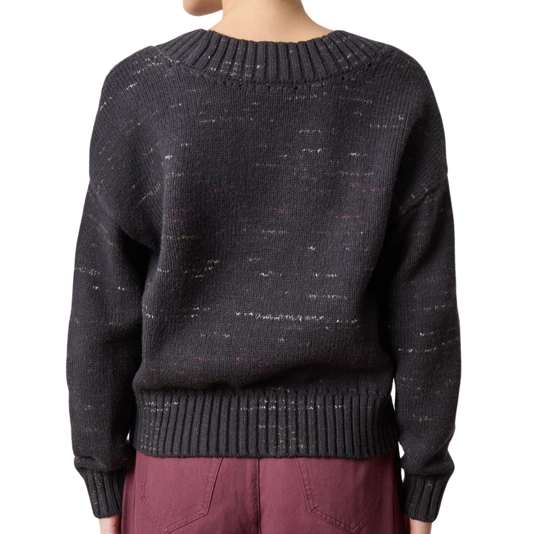 Oversized V-Neck Sweater in Black Combo
