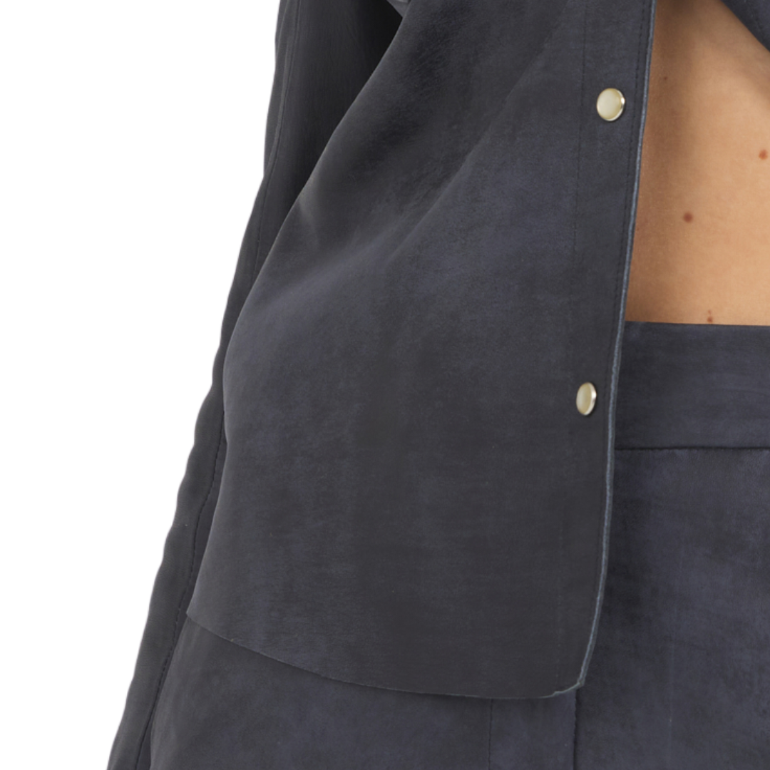 Rowan Distressed Leather Jacket in Indigo