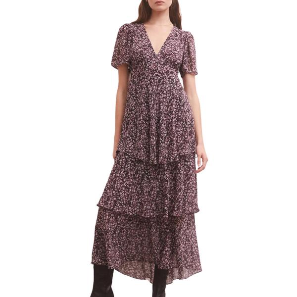 knee length dresses for ladies Z Supply Mavis Dulce Rose Mauve Floral Midi Dress main image 1