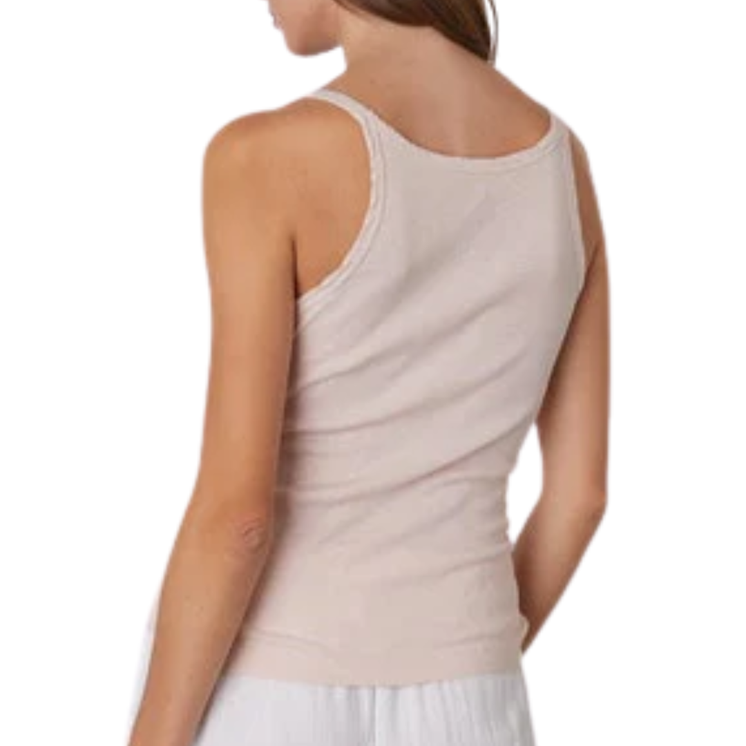 Aliza Ribbed Cotton Layering Tank in Beach