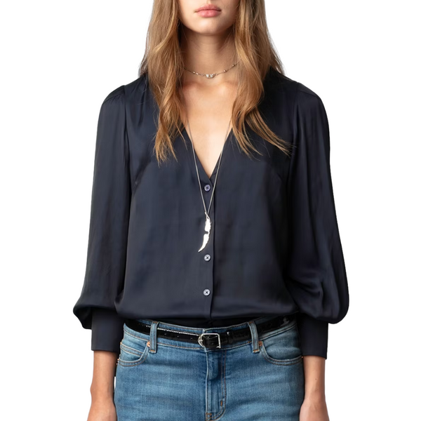 todayful Crape Satin Shirts インディゴ Tinous Satin Shirt in Encre