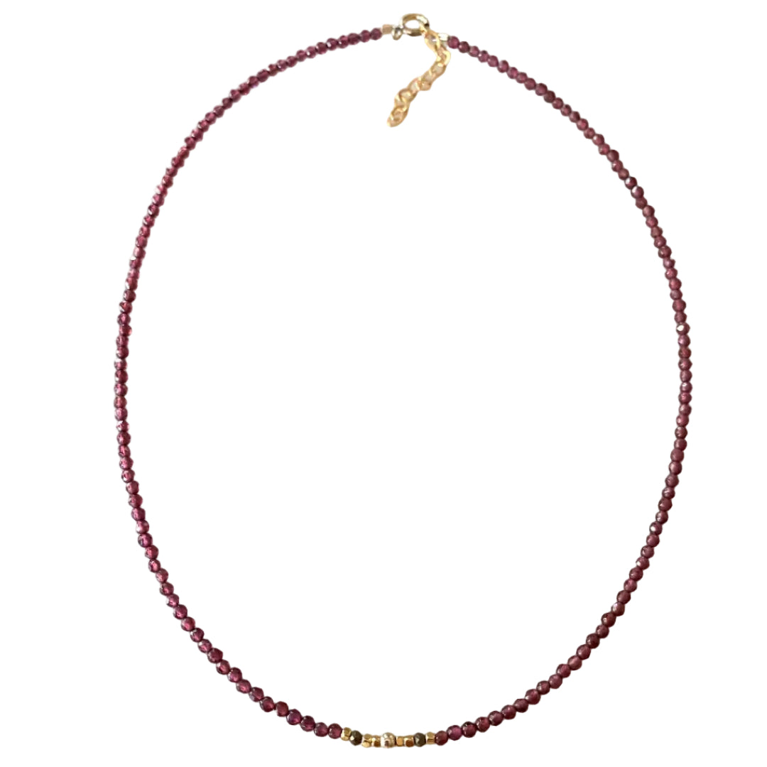 Micro Gemstone Choker in Garnet
