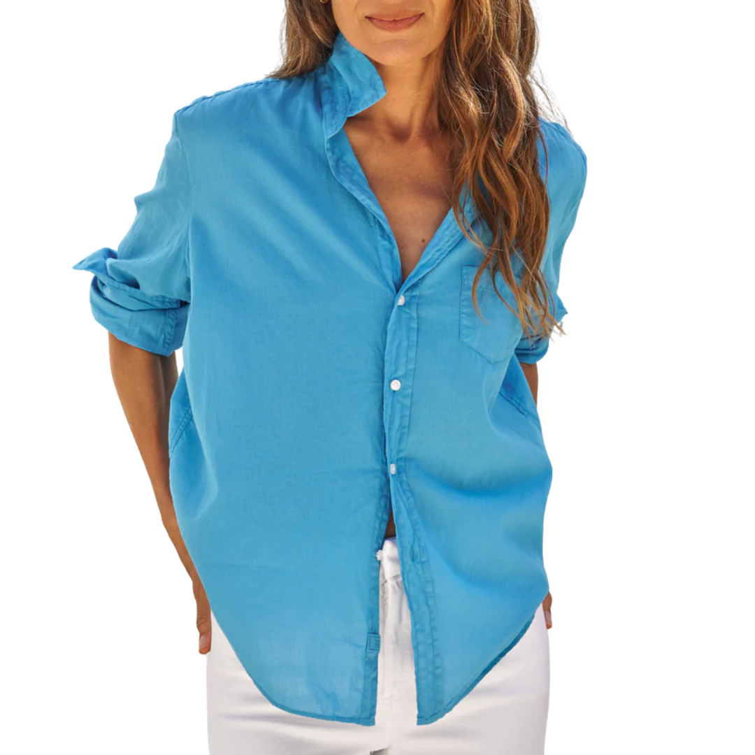 Eileen Relaxed Button-Up in Lake Blue