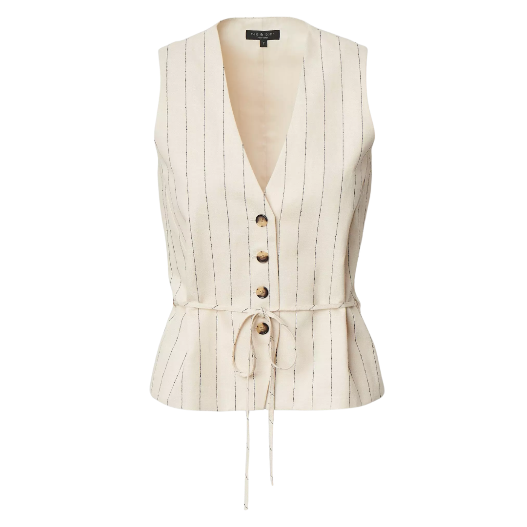 Paulette Striped Vest in White Stripe