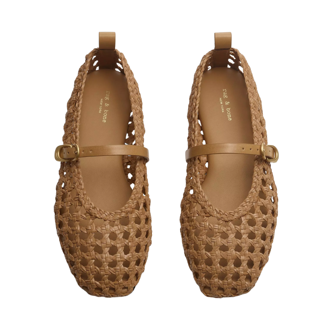 Spire Woven Faux Leather Mary Janes in Dark Natural