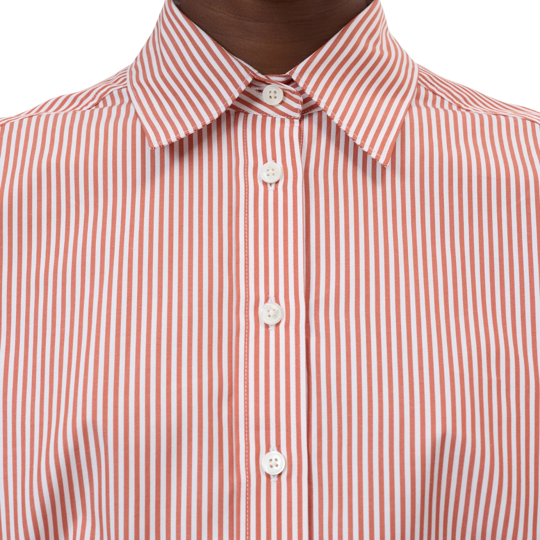 Gathered Shirt in Brick Red