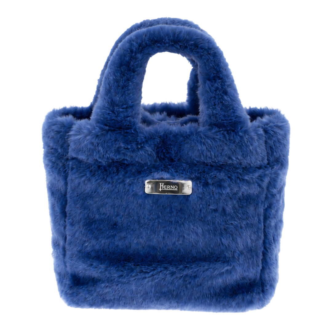 Bag in Soft Alternative Fur and Nylon Chamonix in Blue