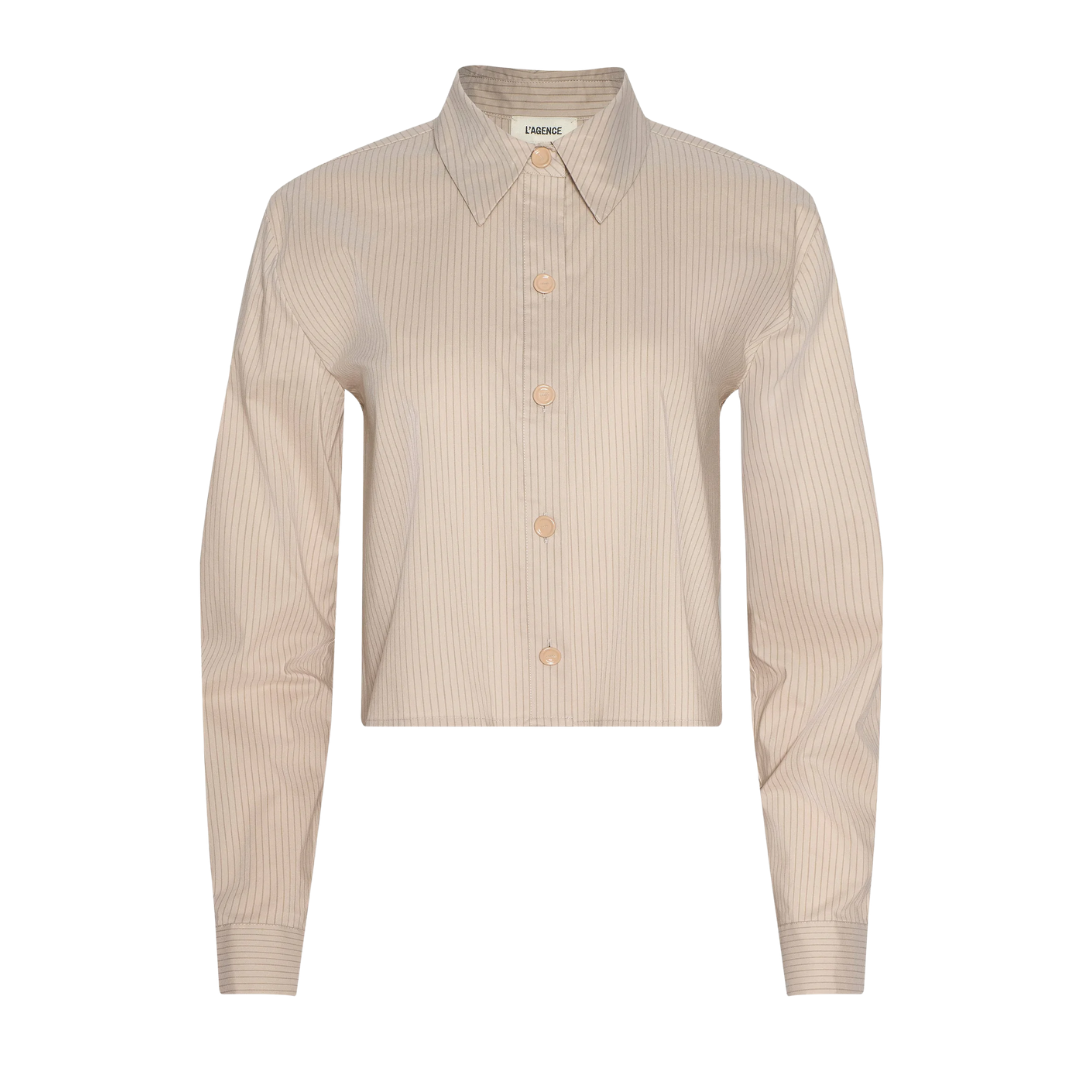 Cosette Shirt in Macadamia/Light Brown Stripe