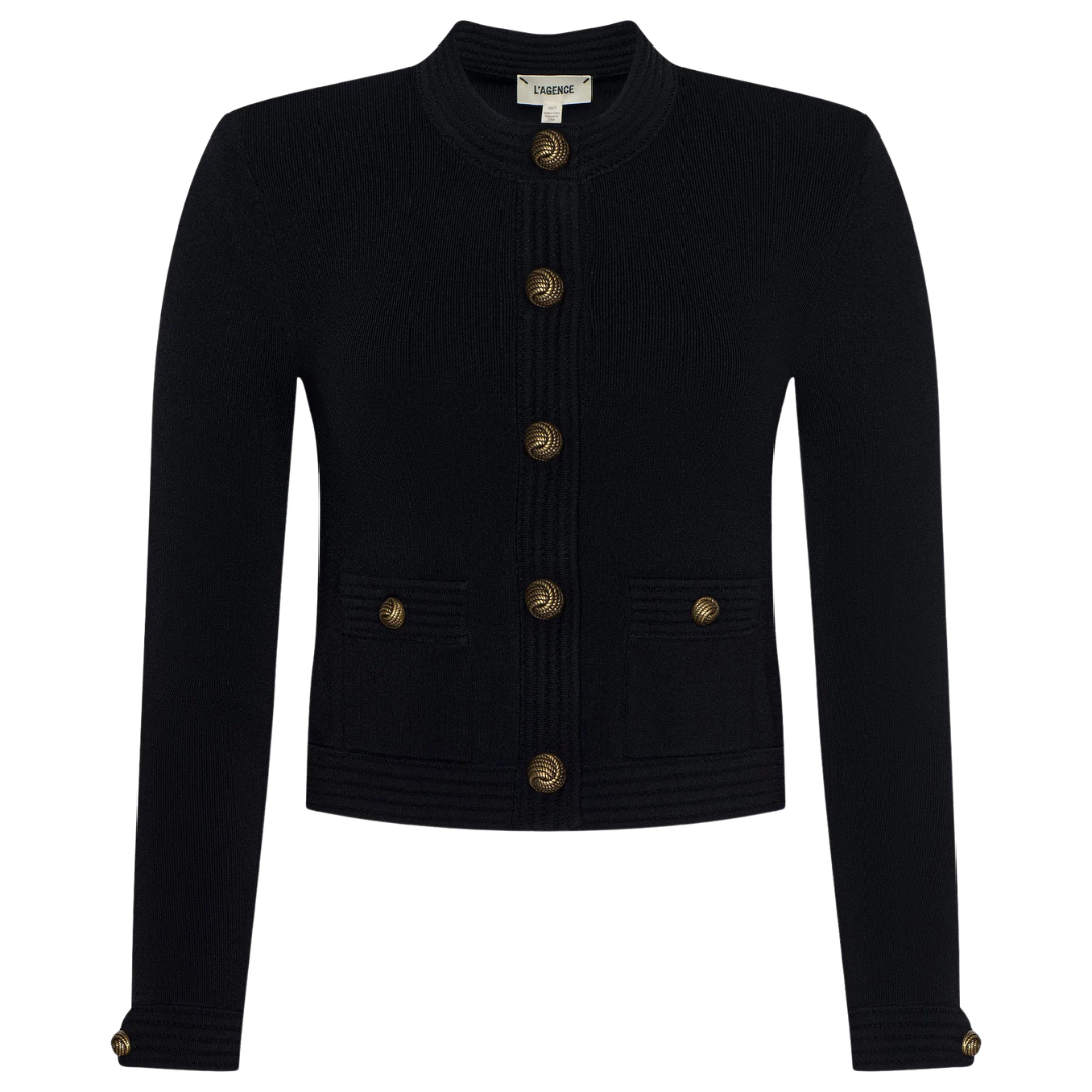 Patsy Cropped Cardigan in Black/Gold
