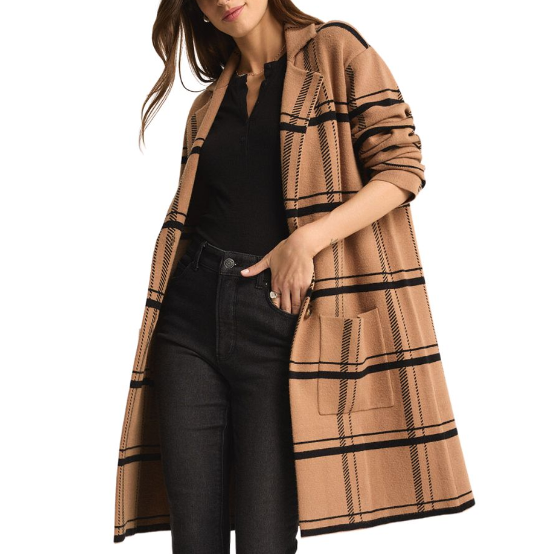Timber Plaid Cardigan in Campfire