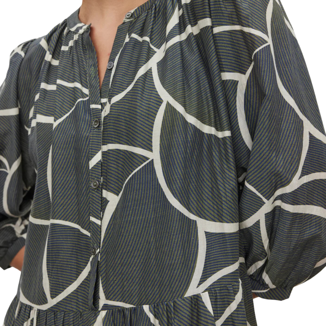Johanna Printed Silk Cotton Voile Dress in Airbrush