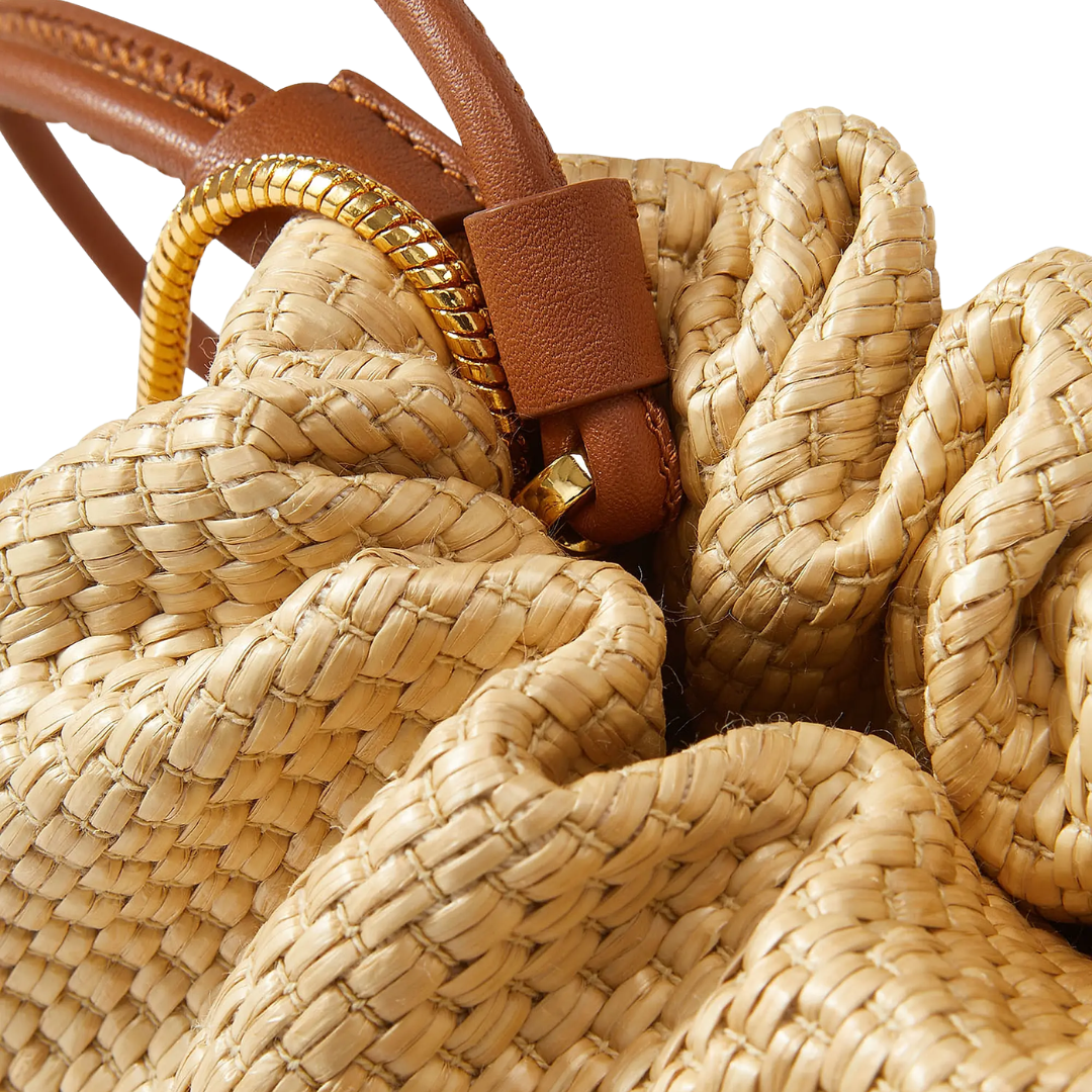 Small Raffia Stash Bag in Hazelwood/Natural