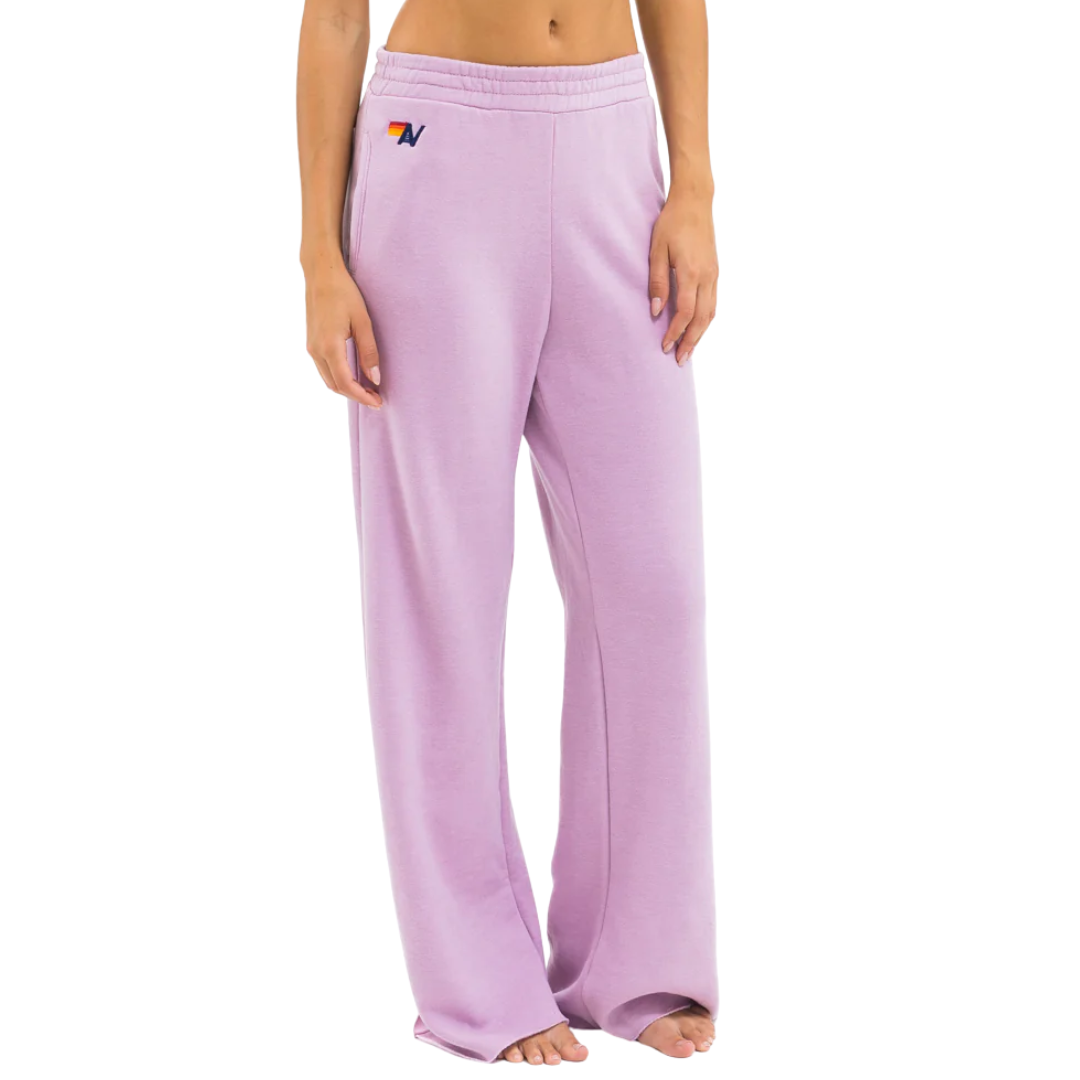 5 Stripe Wide Sweatpants in Mauve/White Neon