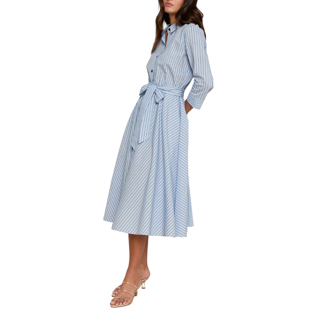 Ralphie Midi Dress in Light Blue/Dark Blue Stripe