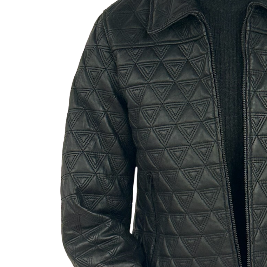 Quilted Zip Front Jacket in Black