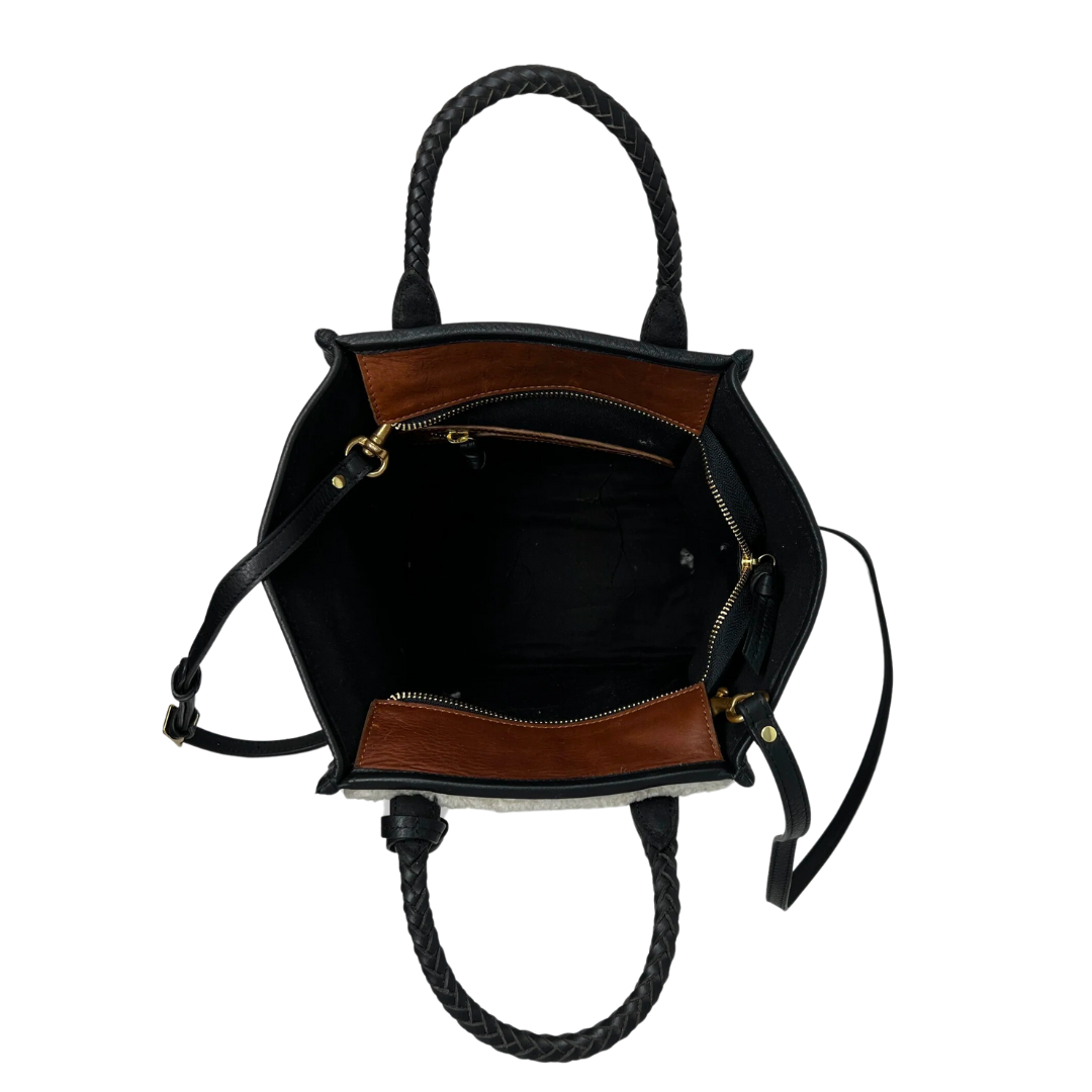 Mini Natural Shearling Leather Tote in Brown