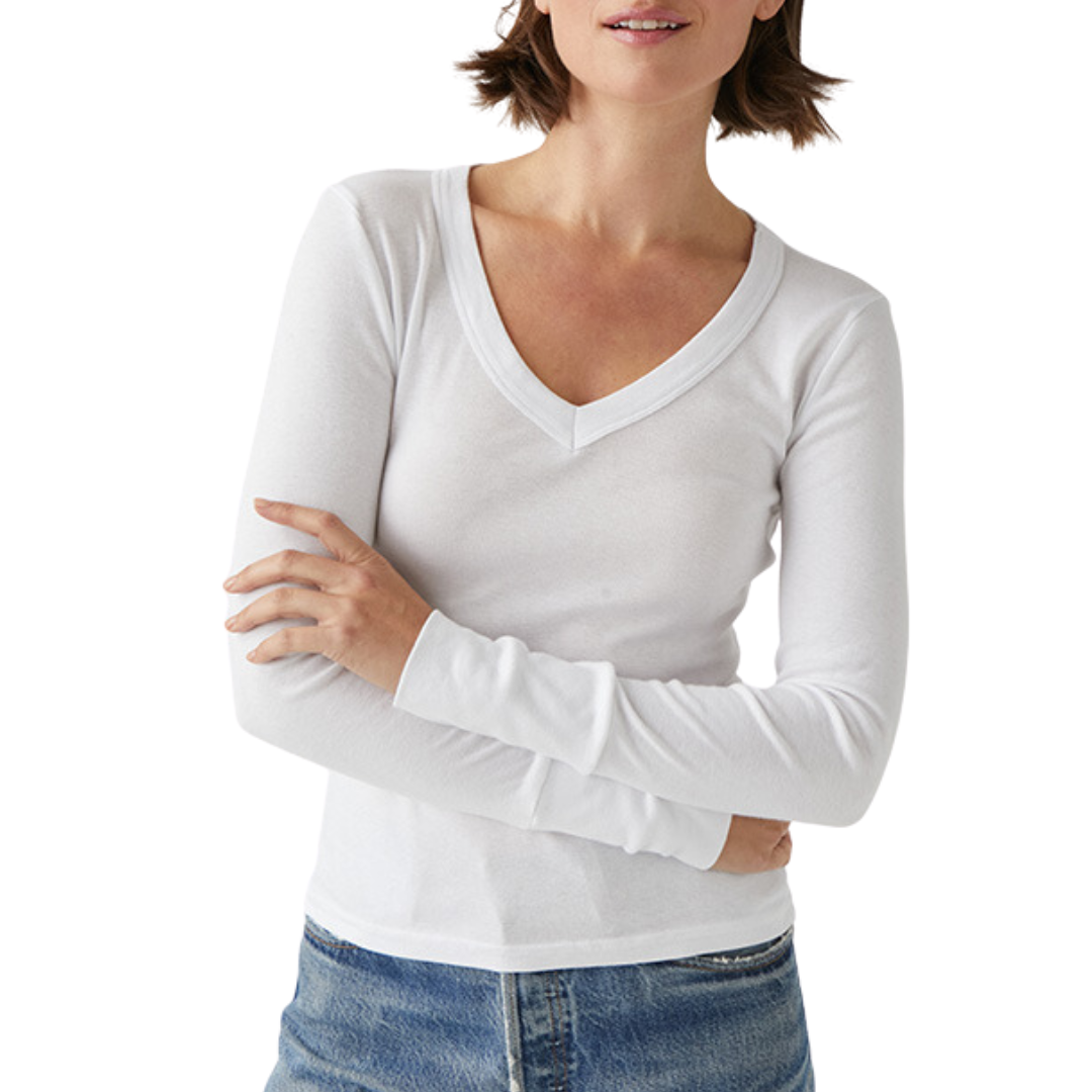 Logan V-Neck Tee (One Size) in White