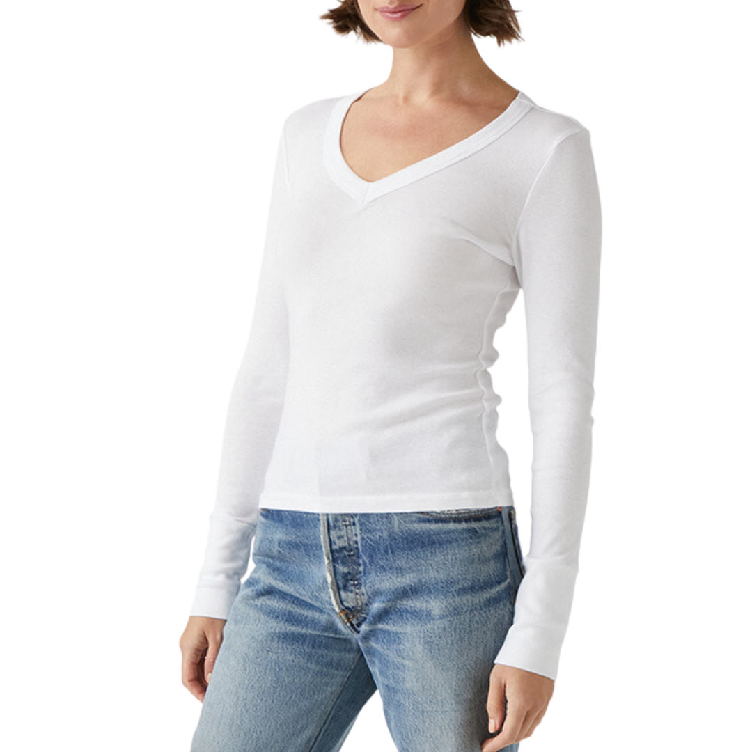 Logan V-Neck Tee (One Size) in White