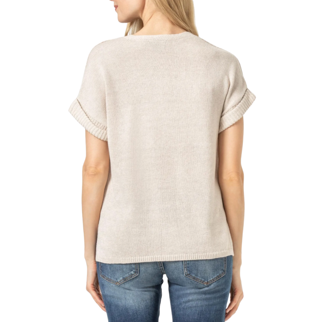 Easy V-Neck Pullover Sweater in Oat