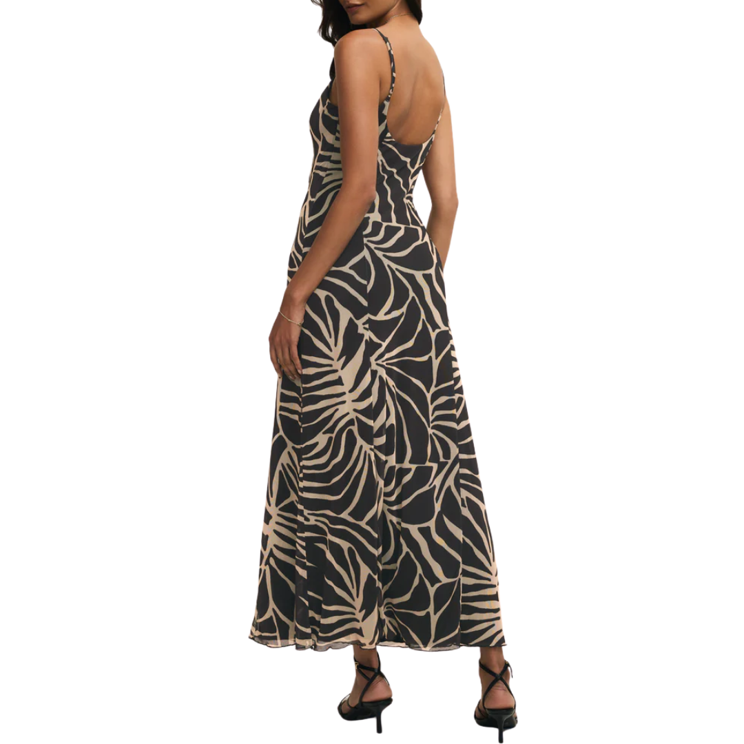 Charisma Palm Mesh Maxi Dress in Black