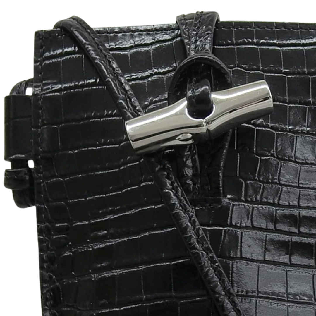 Le Roseau Croc Phone Case in Black