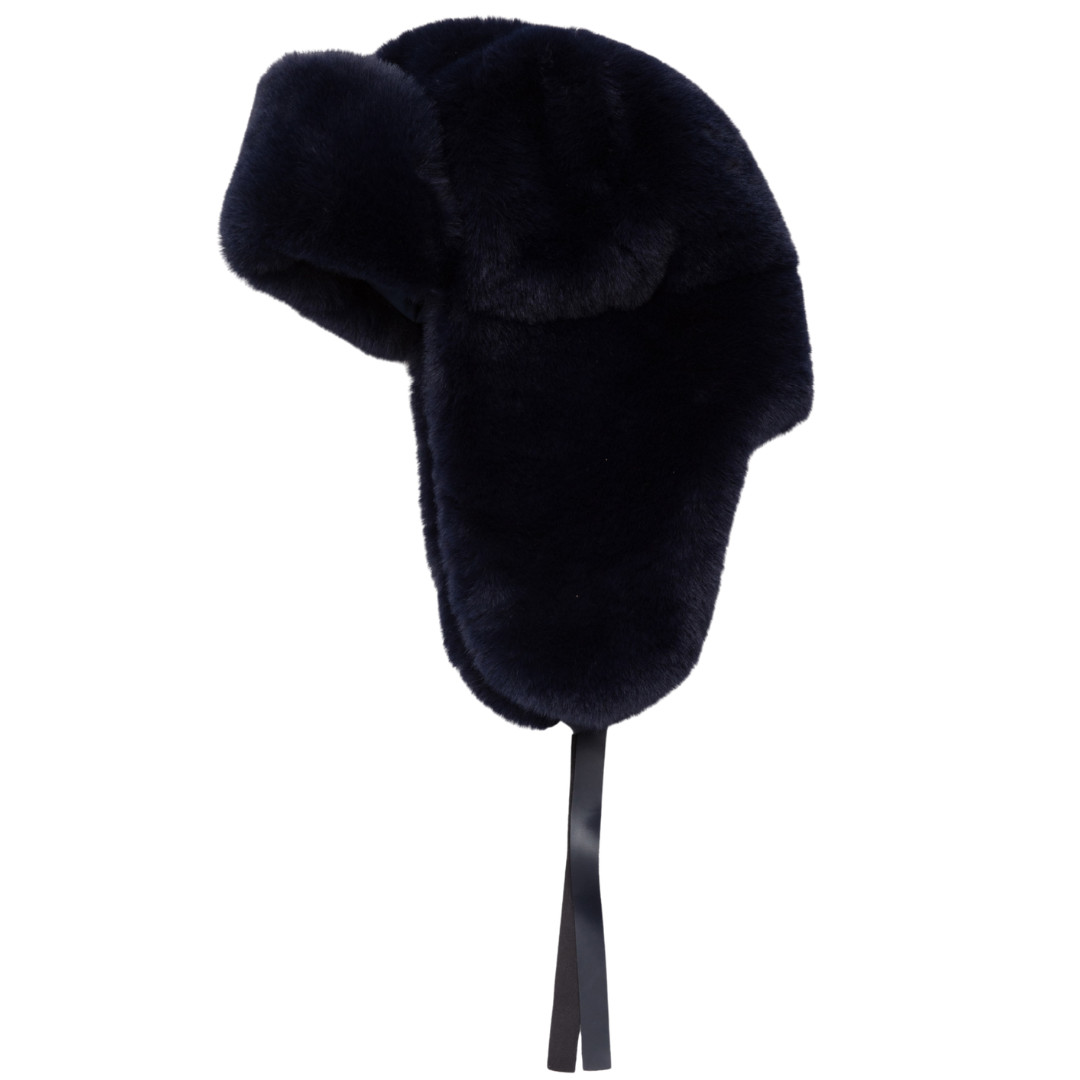Rae Faux Fur Trapper Hat in Navy
