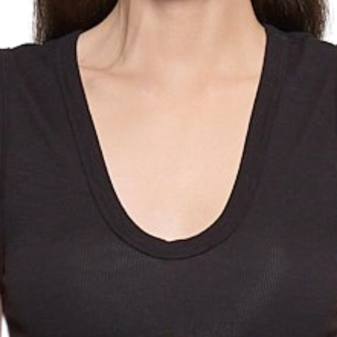Textured Rib Sleeveless U in Black