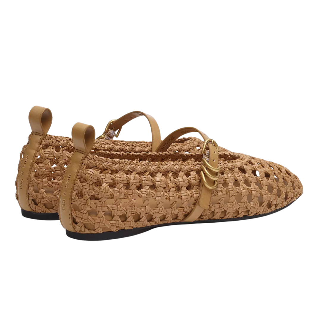 Spire Woven Faux Leather Mary Janes in Dark Natural