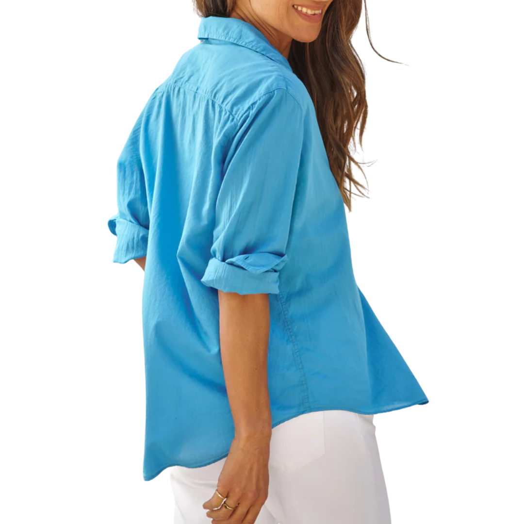 Eileen Relaxed Button-Up in Lake Blue