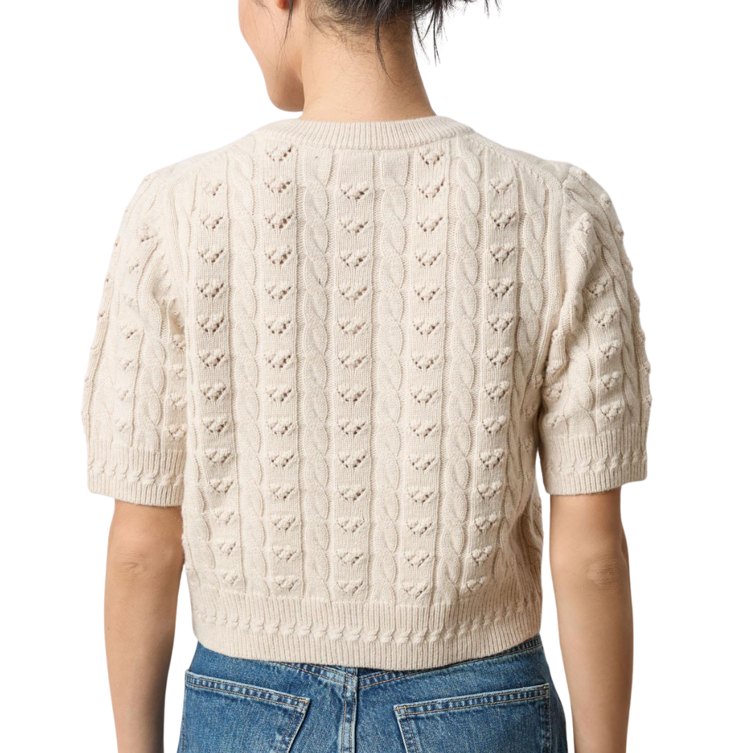 Short Sleeve Cardigan Sweater in Oat