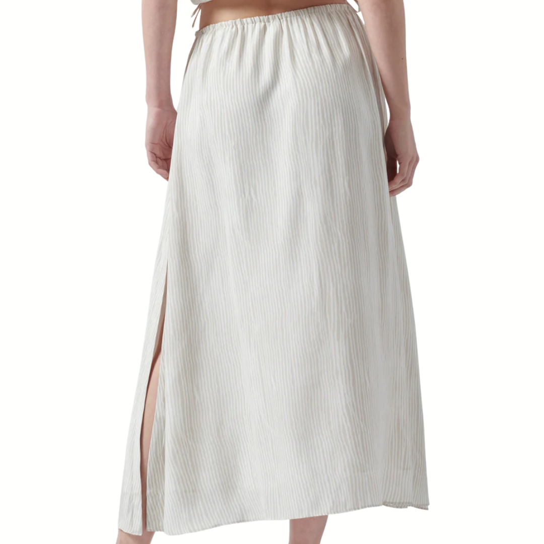 Silk Pull-On Maxi Skirt in Beach Pebble Combo