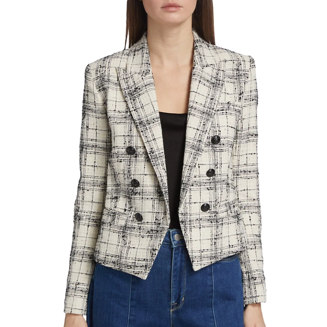 Brooke Tweed Blazer in Ecru/Black  
