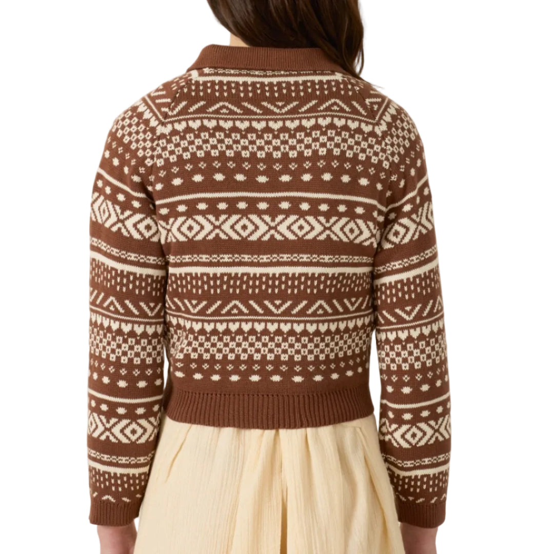 Liza Mocha Fair Isle Top