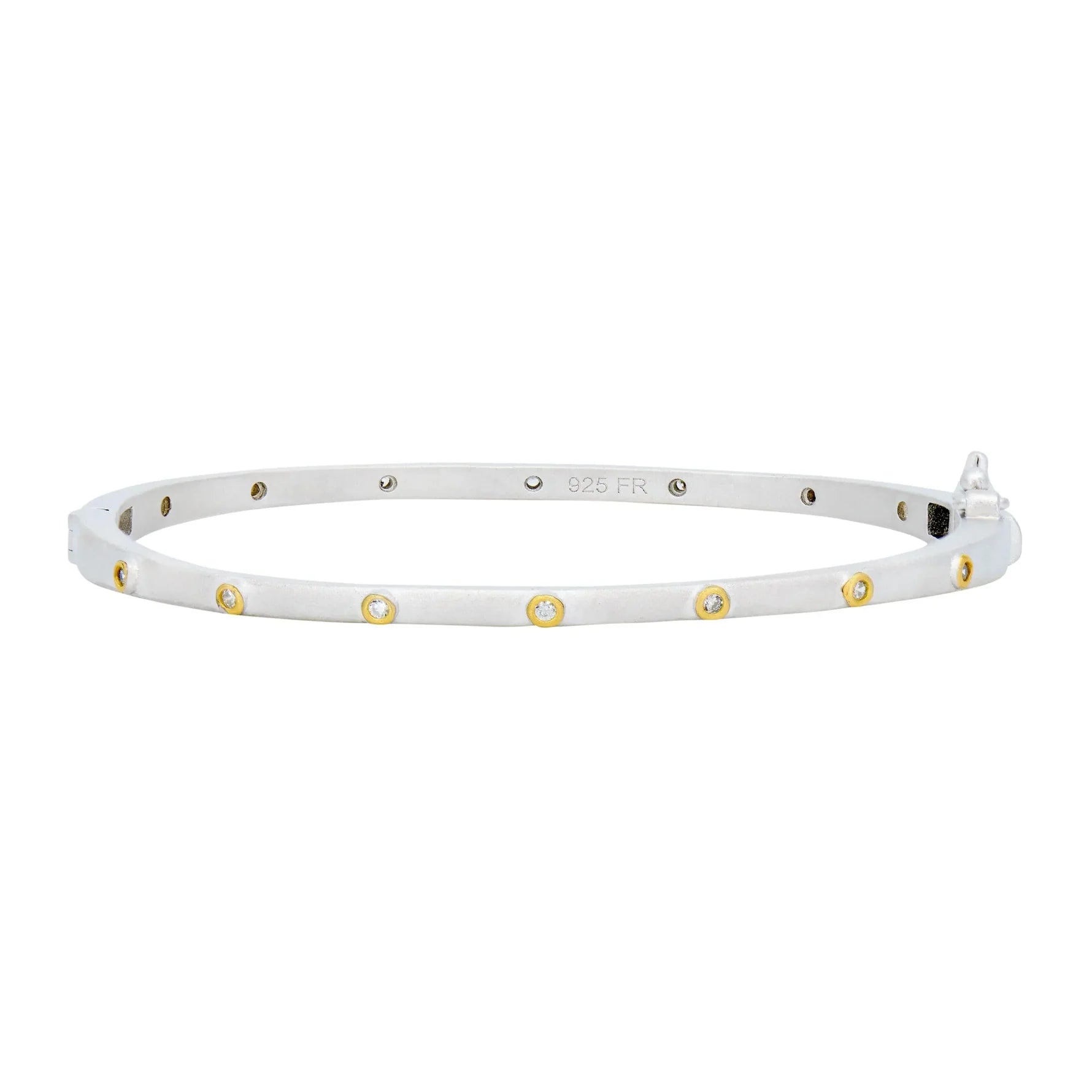 Thin Bezel Stacking Bangle in Silver & Gold