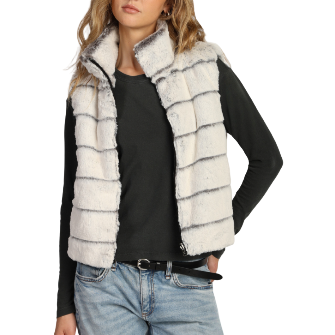 Classic Fur Reversible Vest in Winter White