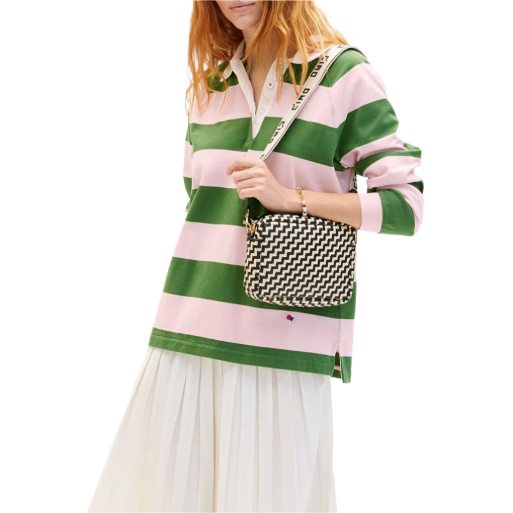 Midi Sac in Black & Cream Woven Zig Zag