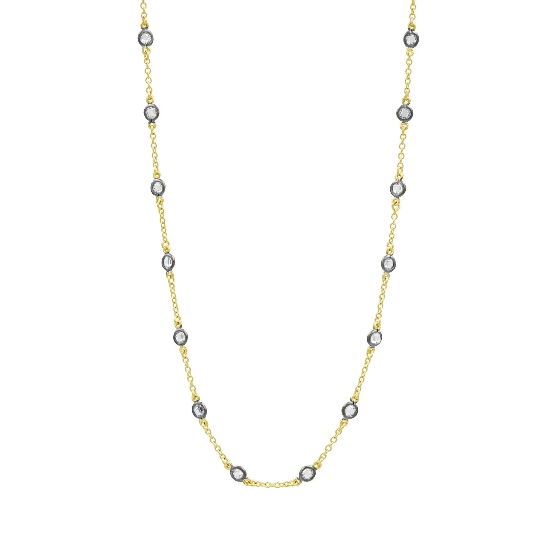 Mini Bezel Stone Necklace in Gold & Black