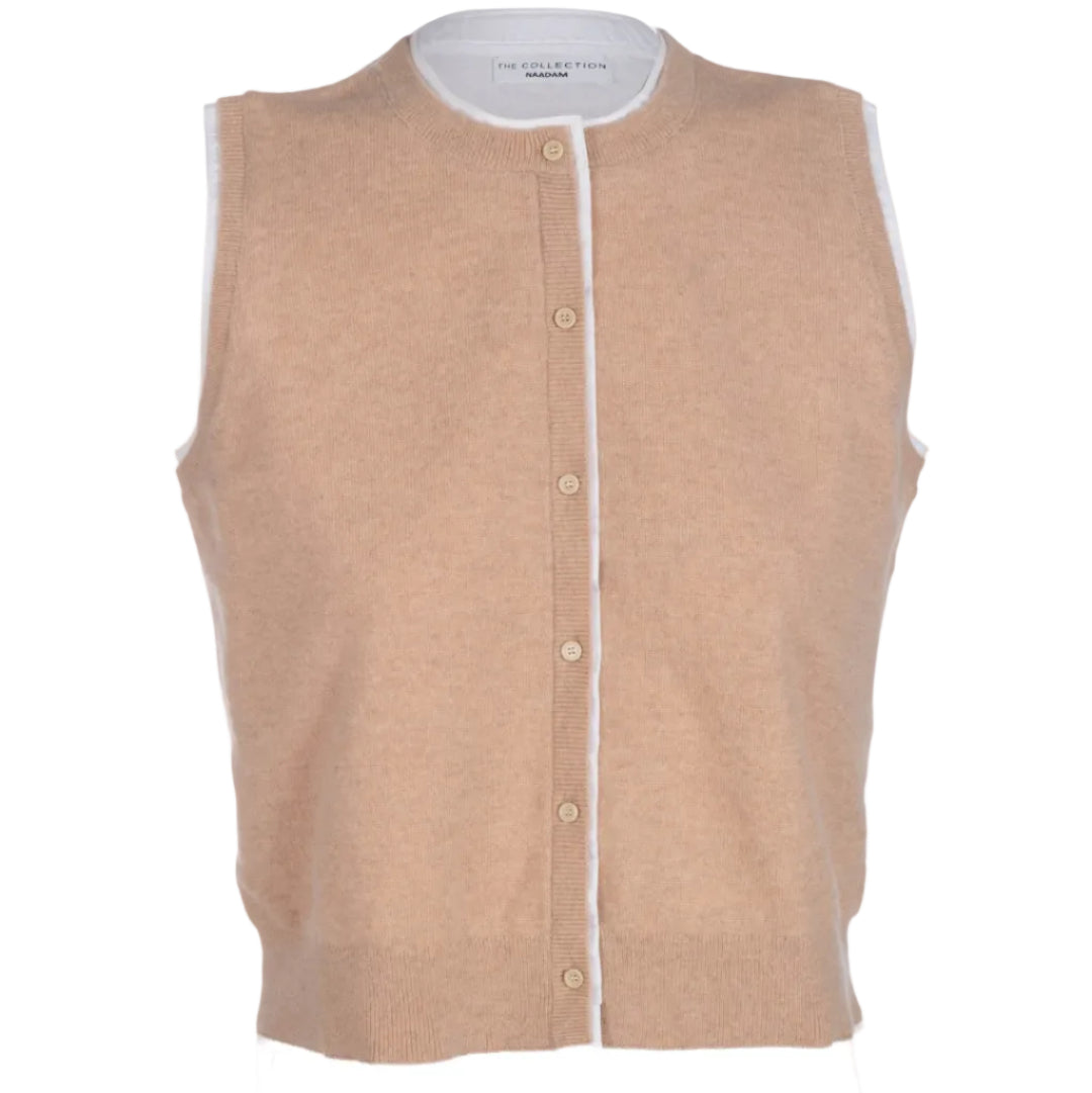 Naadam Coastal Cashmere Mixed Media Vest in Raffia