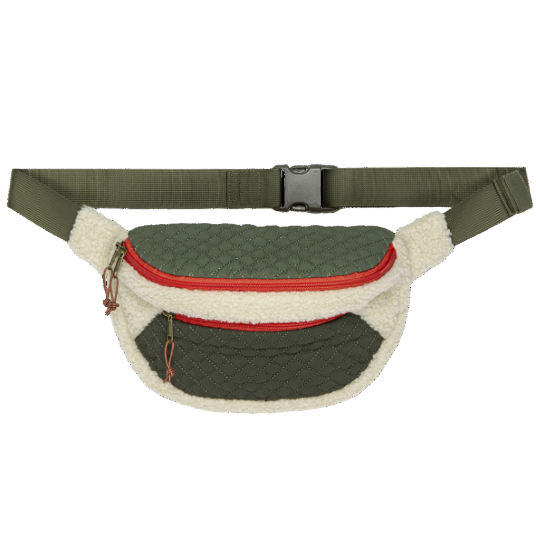 Plush Colorblock Hip-Pack in Cream & Army