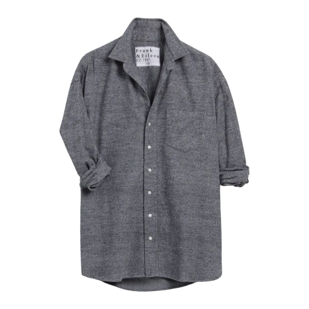 Shirley Oversized Button-Up Shirt in Heather Black