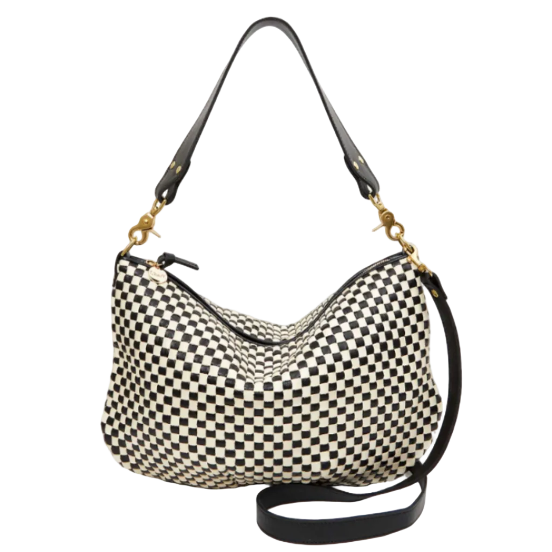 Moyen Messenger in Black & Cream Woven Checker