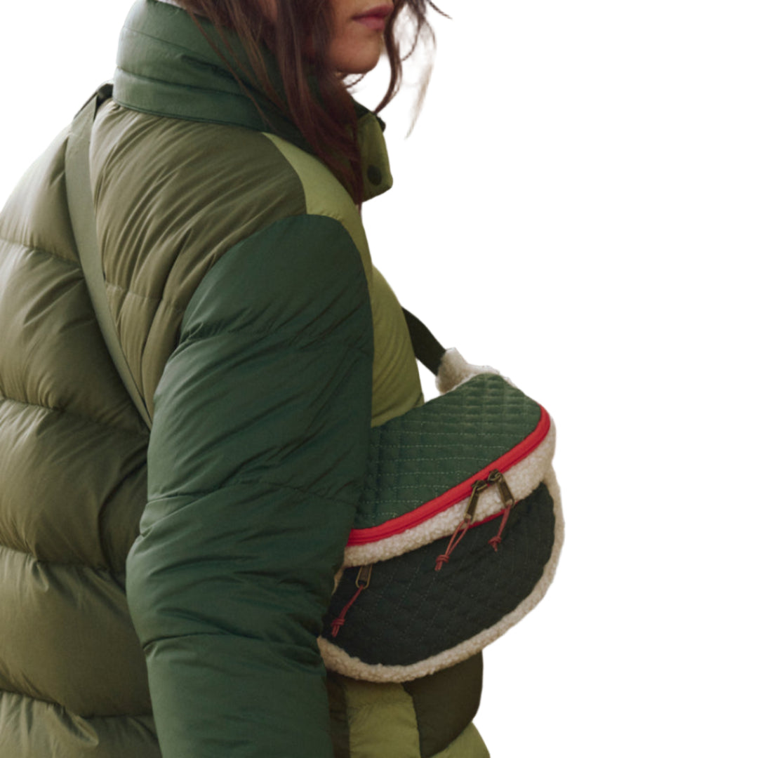 Plush Colorblock Hip-Pack in Cream & Army