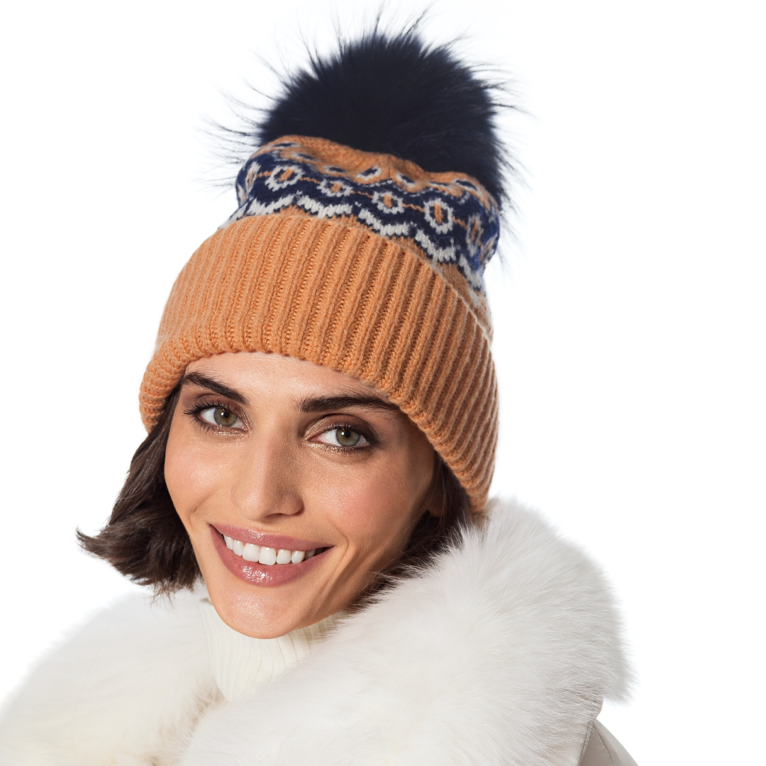 Nordic Inspired Pom Hat in Tan