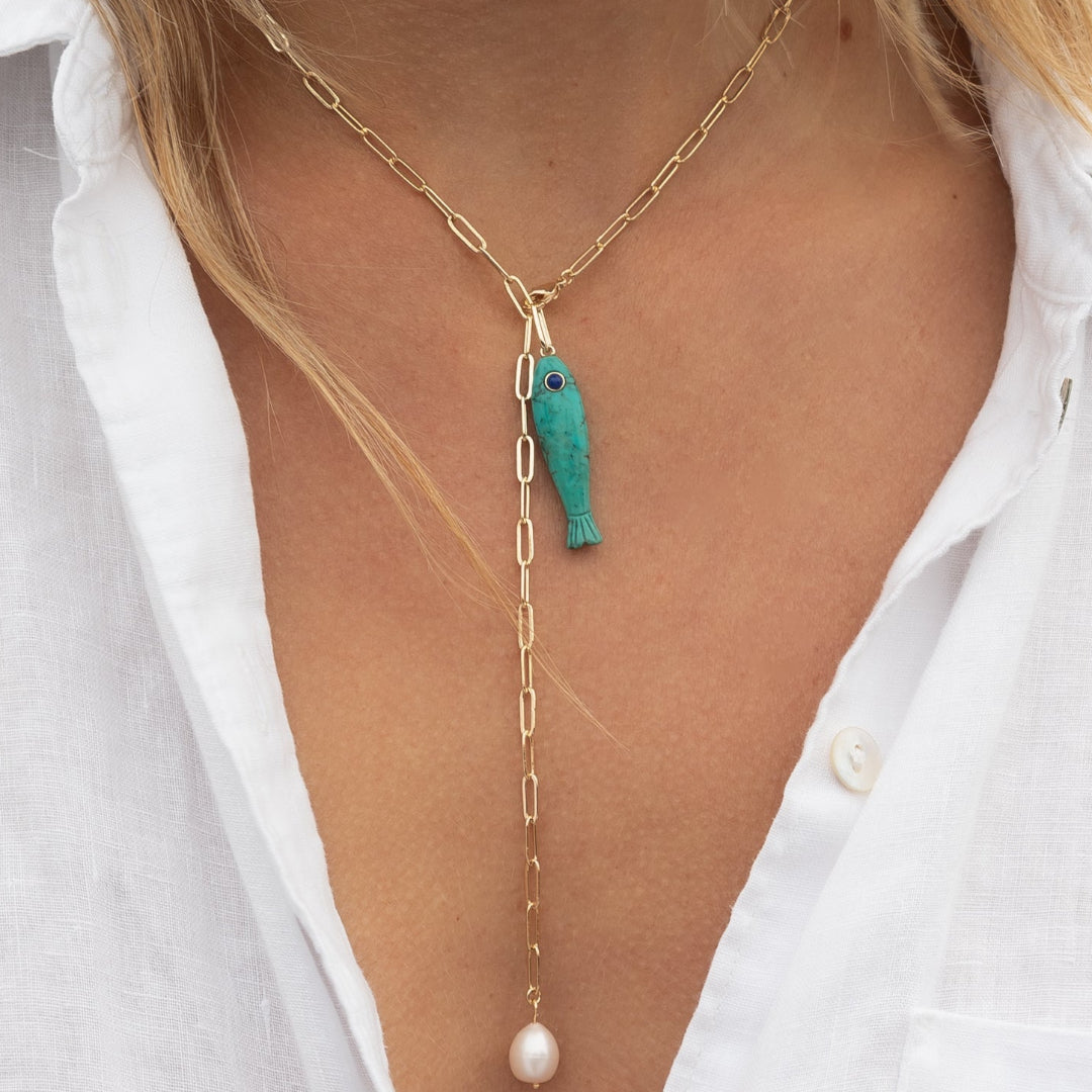 Fortuna Howlite Fish Charm