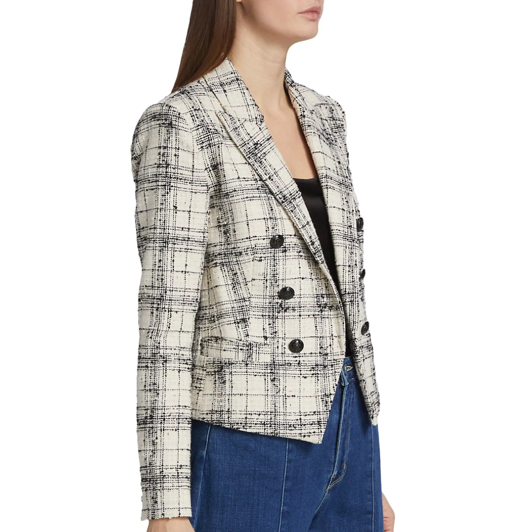 Brooke Tweed Blazer in Ecru/Black  