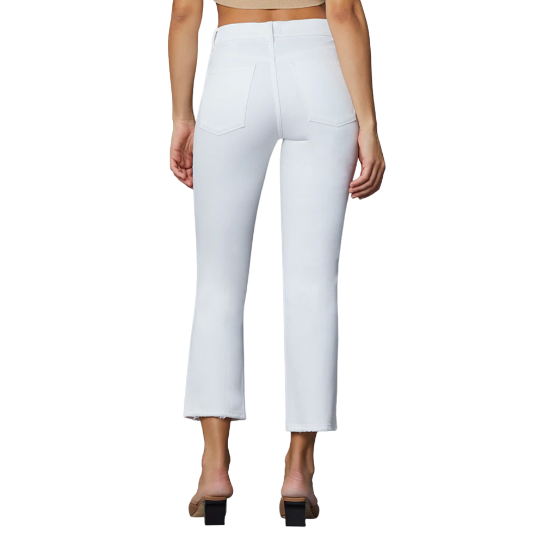 Patti Straight High Rise Jean in White Distressed