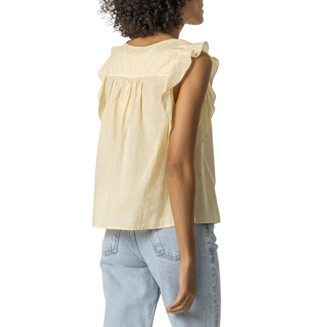Sleeveless Ruffle Top in Shell
