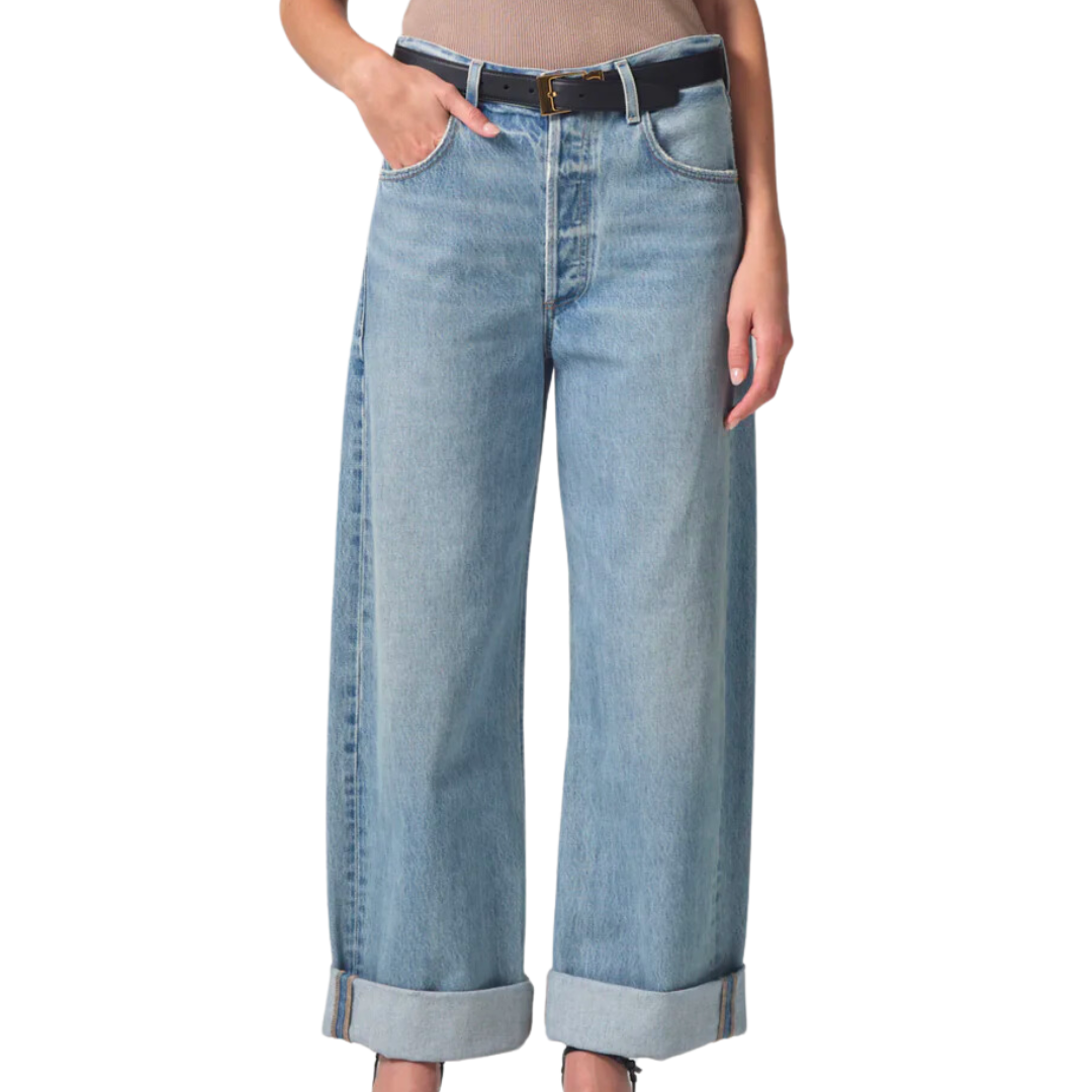 Ayla Baggy Cuffed Crop in Skylights