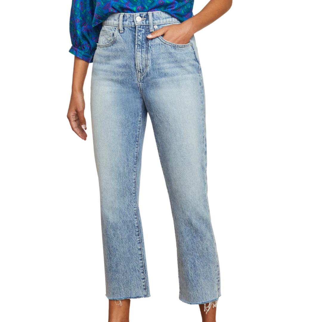 Carly Kick-Flare Jean in Pebble Stone